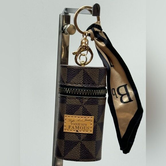 Source Unknown Accessories - NIP Brown Leather Bag Charm Lipstick Holder Coin Pouch Key Ring Mini Wallet